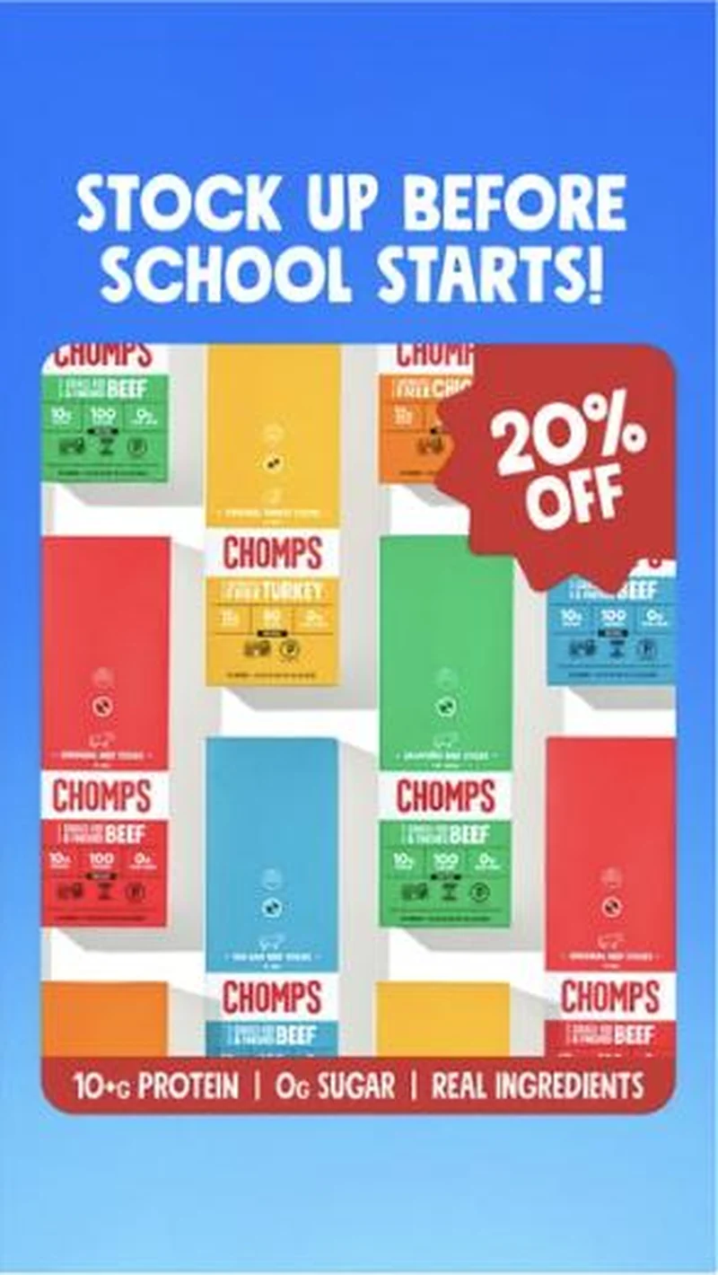 STOCK UP BEFORE SCHOOL STARTS!, same carton mosaic, pushed to the FB offer page