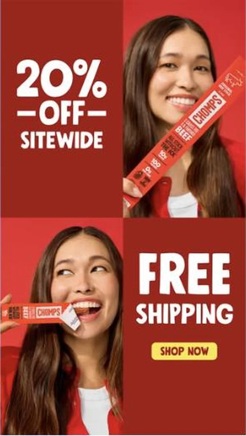 20% OFF SITEWIDE, four-quadrant offer with talent
