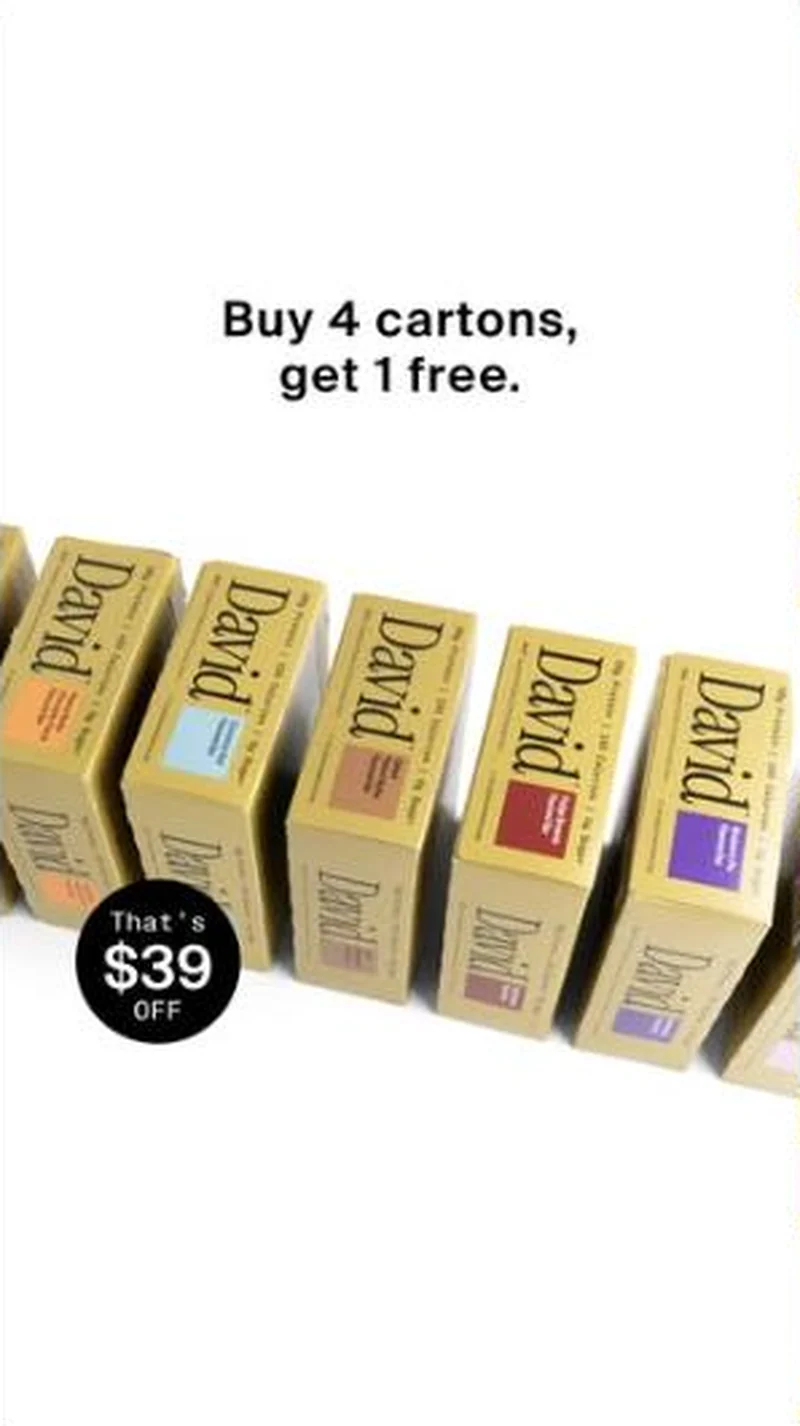 Buy 4 cartons, get 1 free, That's $39 OFF, badge treatment