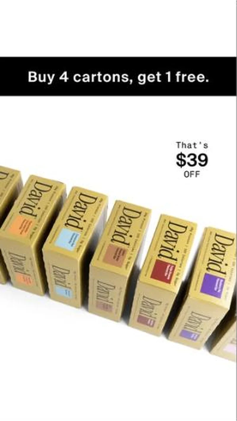 Buy 4 cartons, get 1 free, That's $39 OFF, banner treatment
