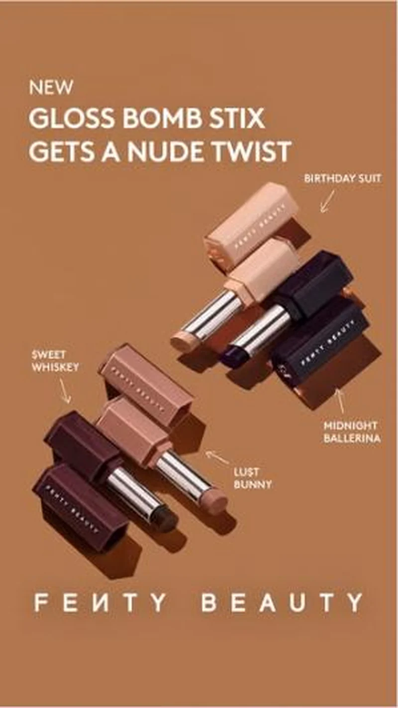 Gloss Bomb Stix nudes, four shades labelled with arrows