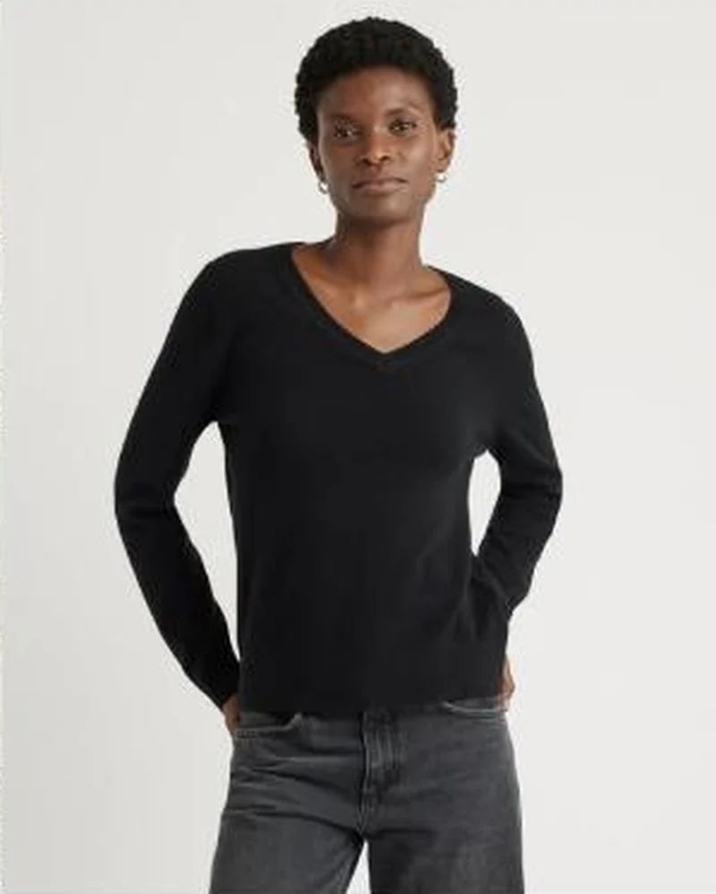 Copy test, cashmere V-neck, competitor sale price line