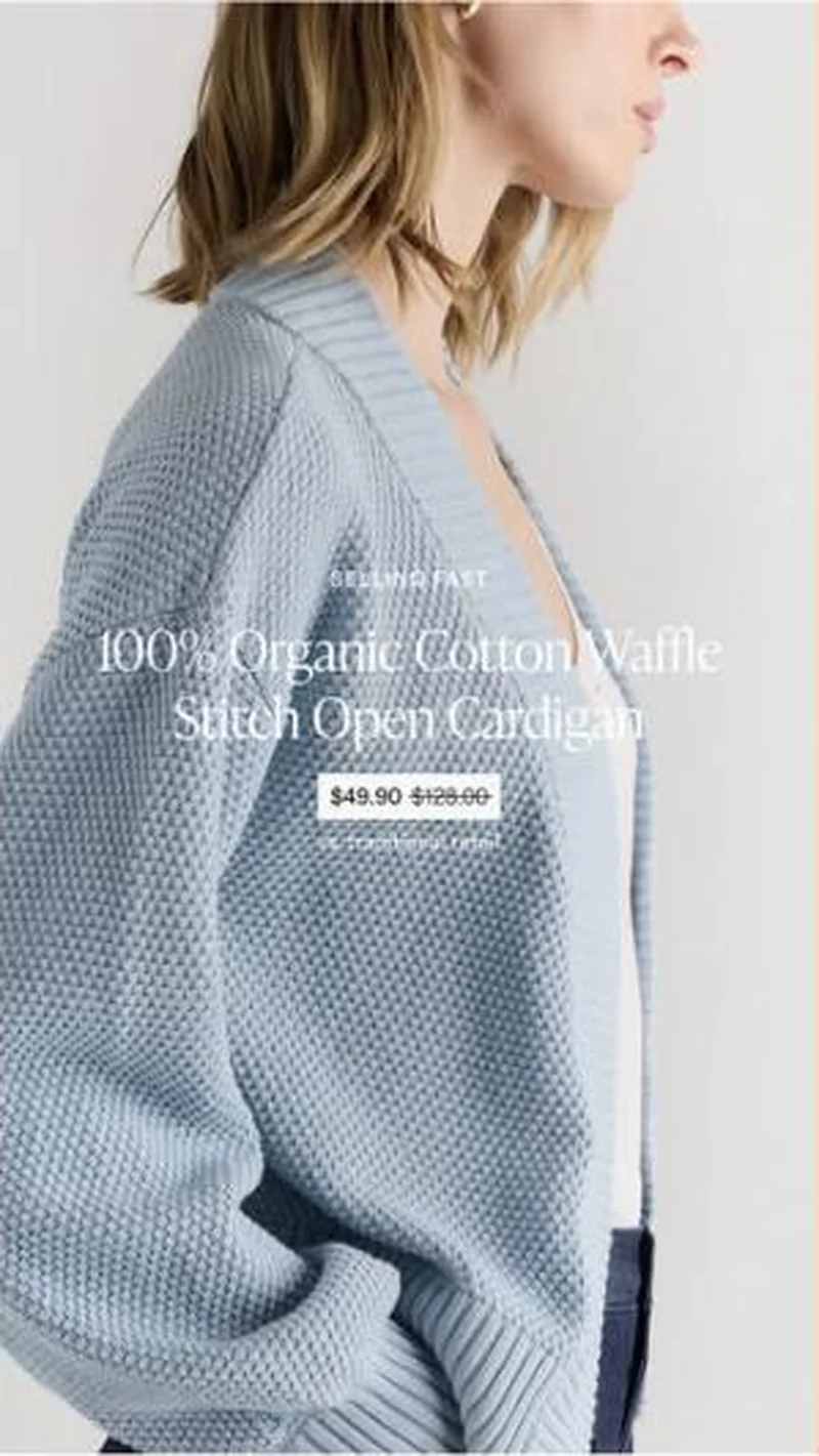 Waffle stitch cardigan, $49.90 against $128.00