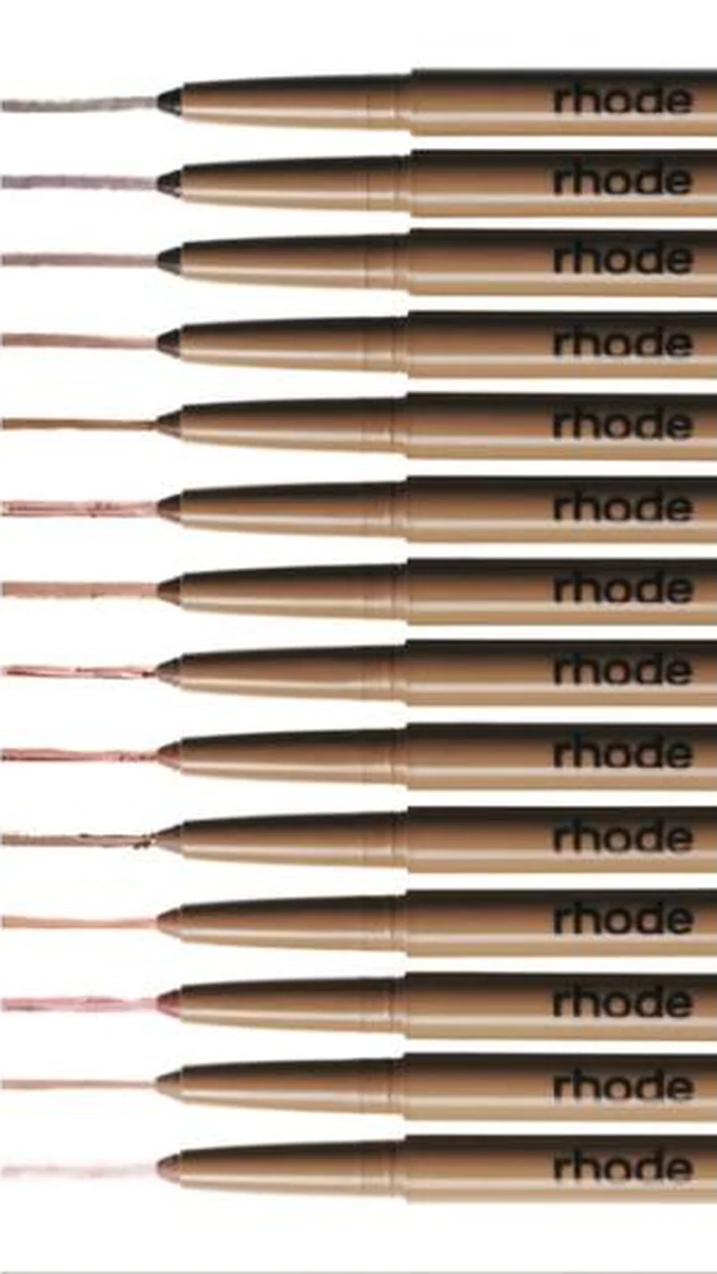Thirteen lip liners with drawn swatch strokes