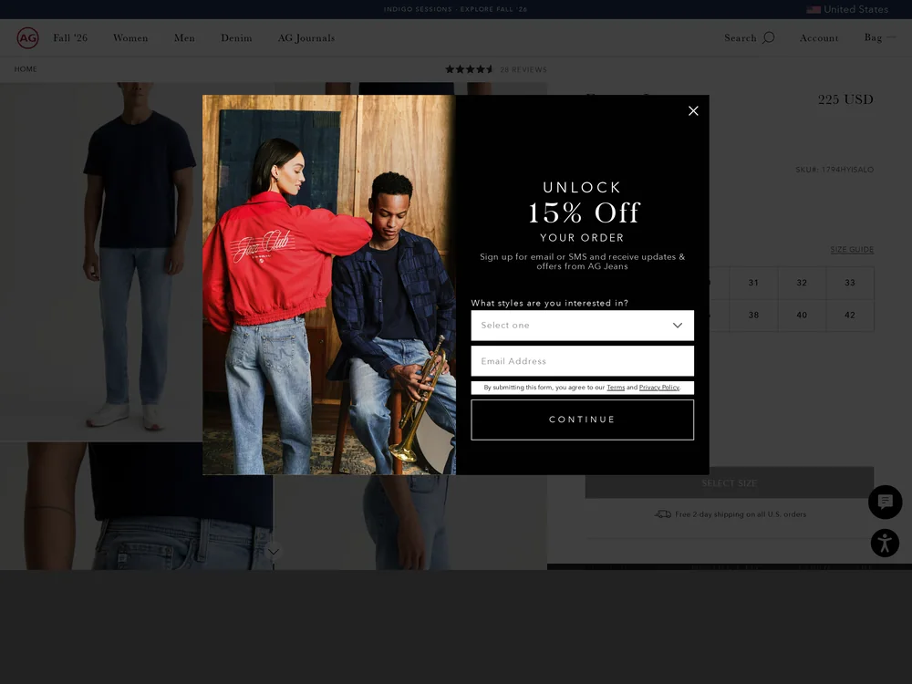 AG Jeans landing page