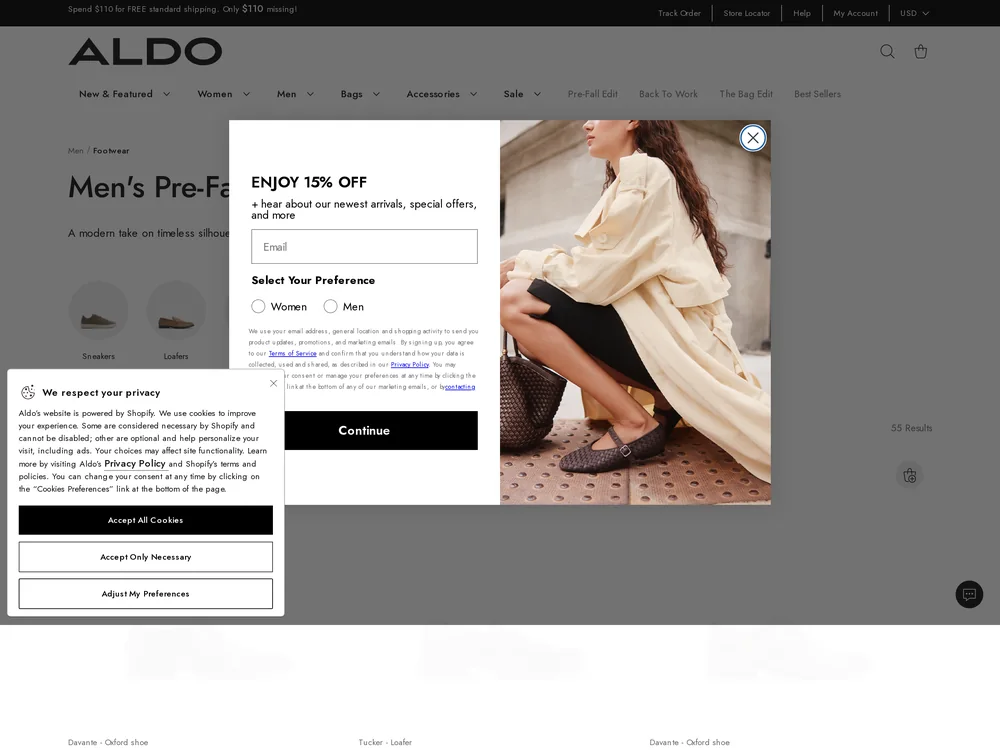 Aldo landing page