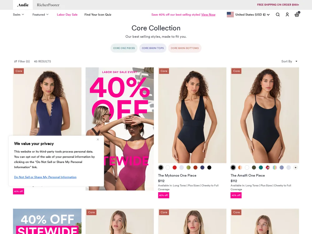 Andie landing page