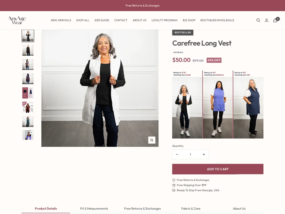 AnyAge Wear landing page