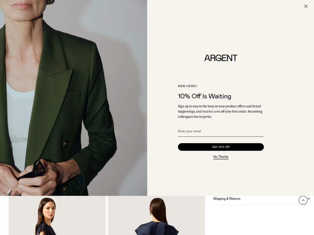 Argent landing page