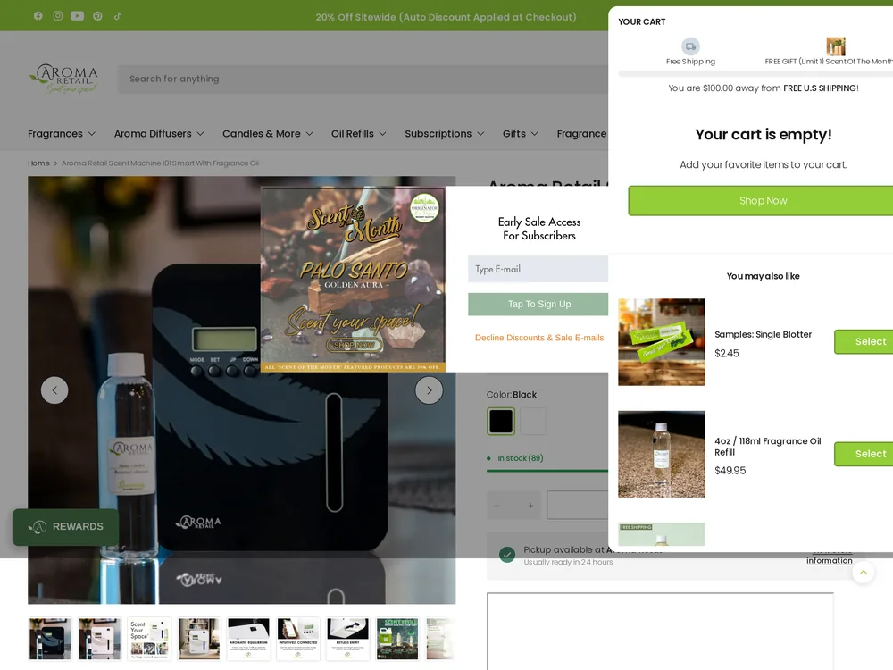 Aroma Retail landing page