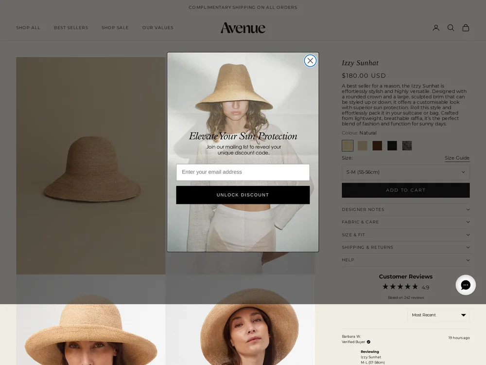 Avenue The Label landing page