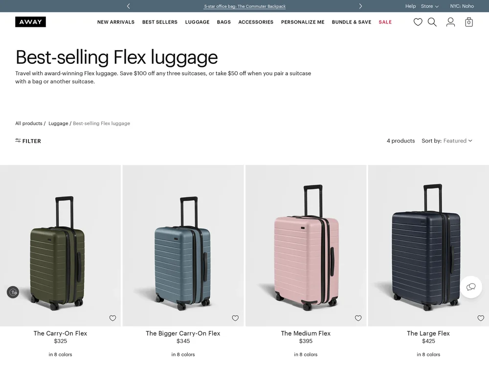 Away landing page