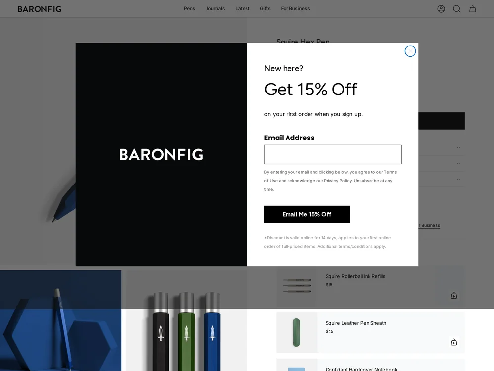 Baron Fig landing page