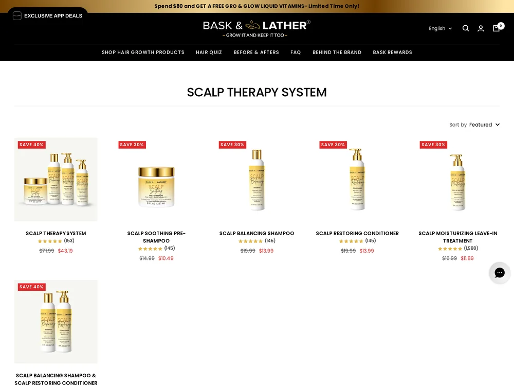 Bask and Lather landing page