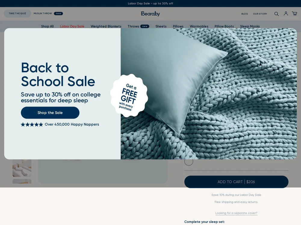 Bearaby landing page