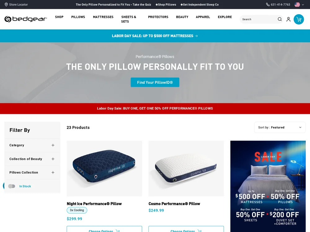 Bedgear landing page
