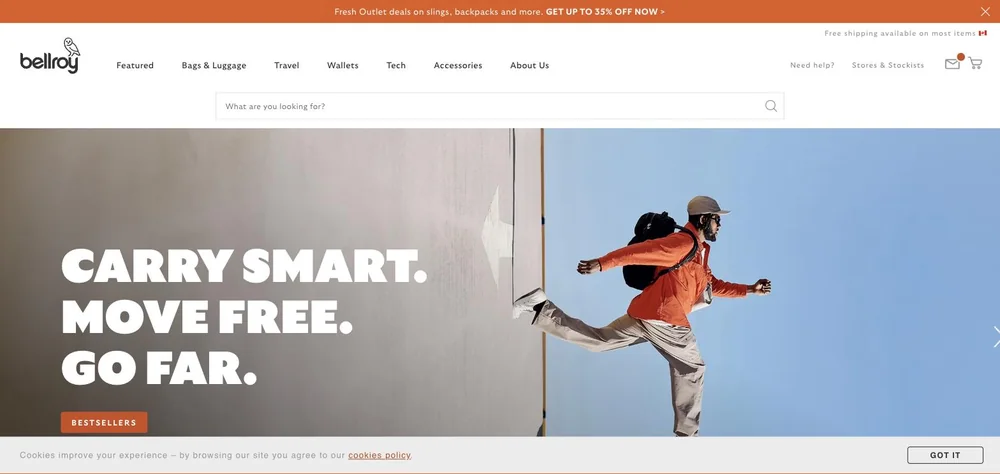 Bellroy landing page