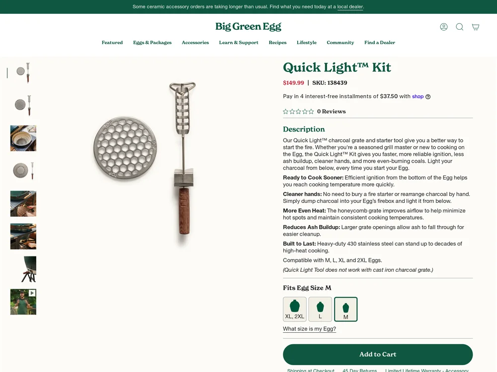 Big Green Egg landing page
