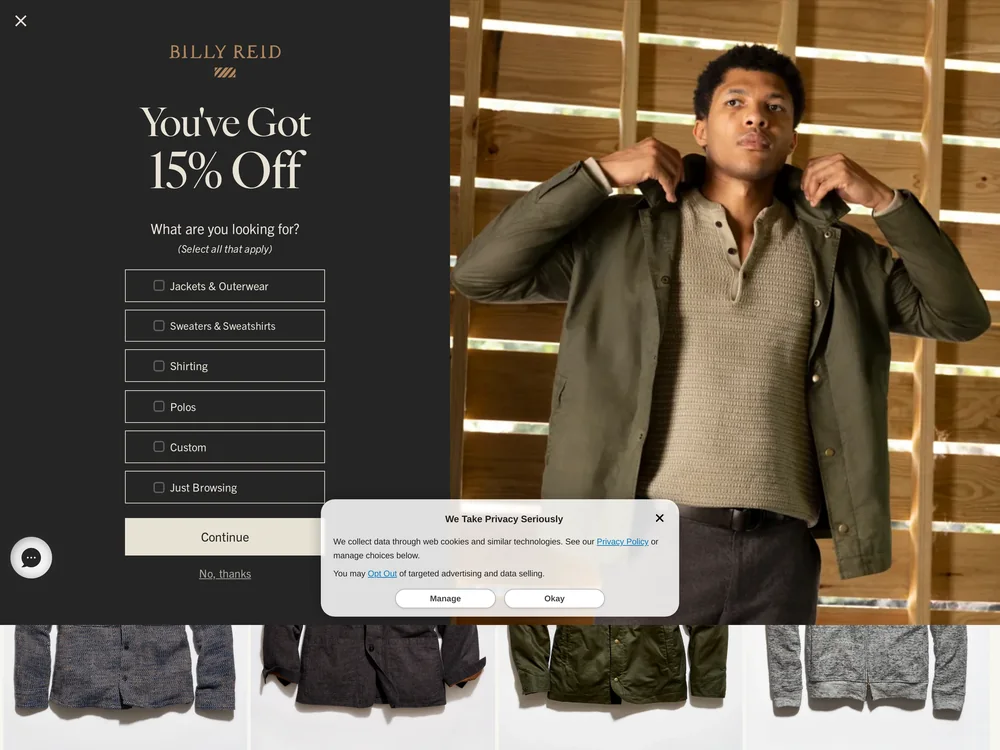 Billy Reid landing page
