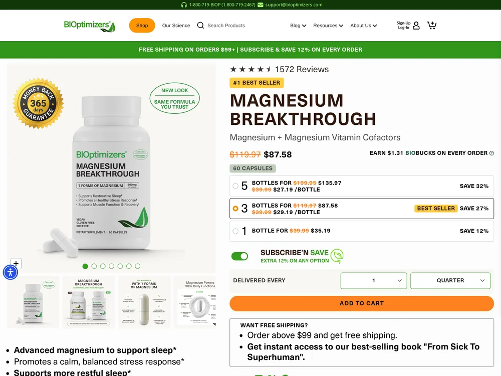 BiOptimizers landing page