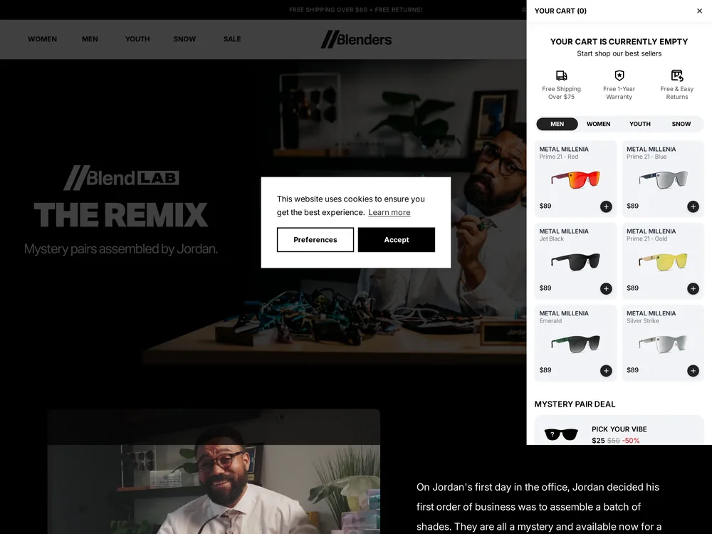 Blenders Eyewear landing page