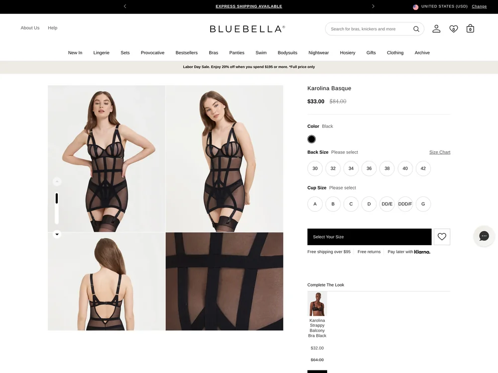 Bluebella landing page