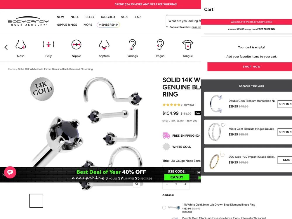 Body Candy landing page