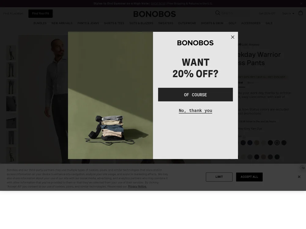 Bonobos landing page