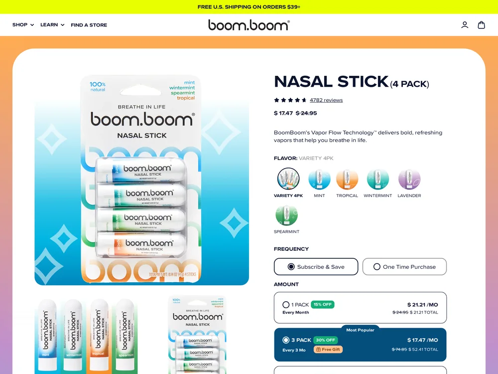 BoomBoom Naturals landing page