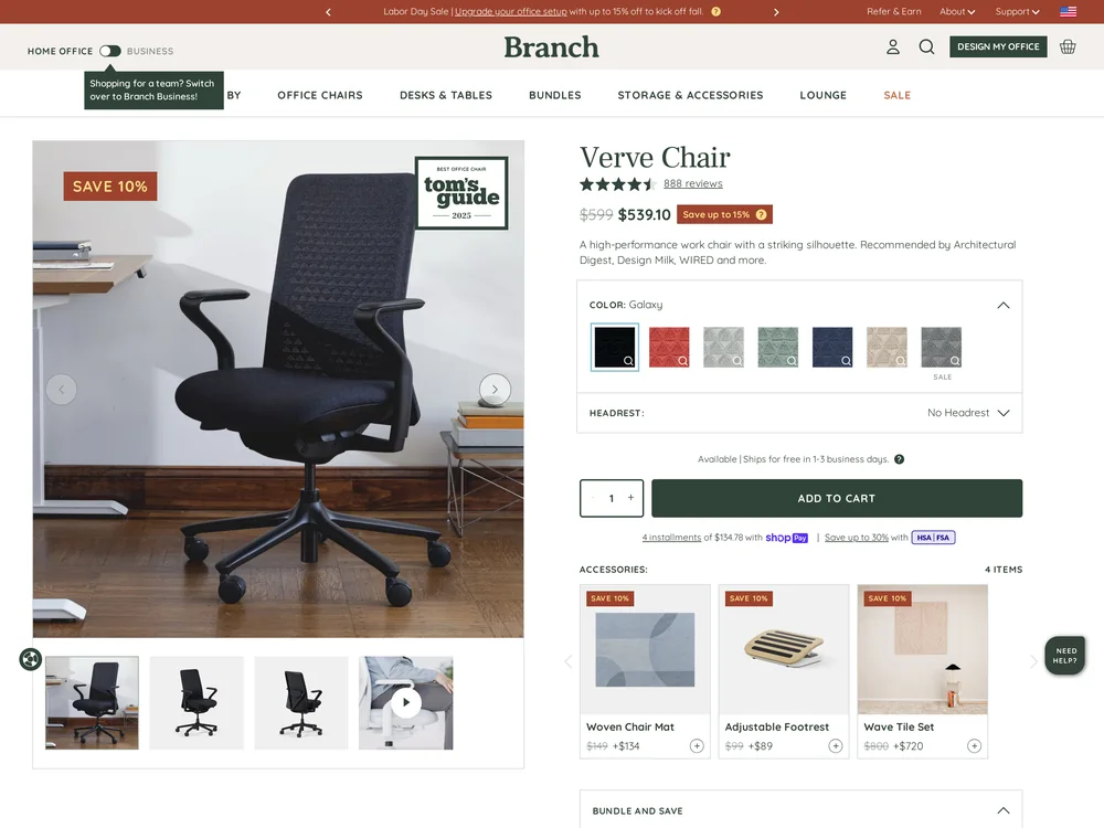 Branch landing page