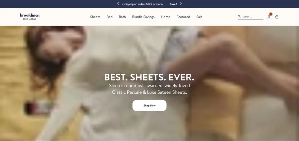 Brooklinen landing page