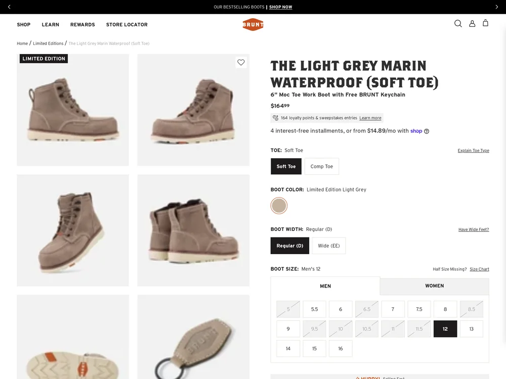 BRUNT Workwear landing page
