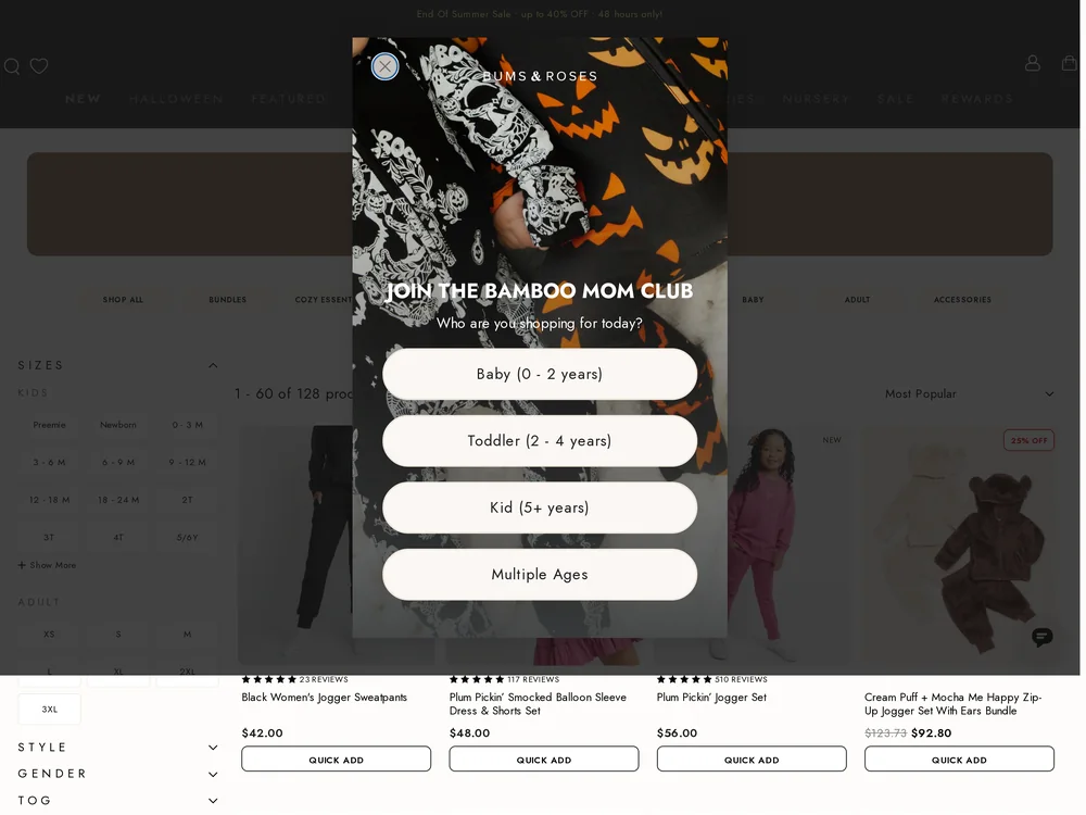 Bums & Roses landing page