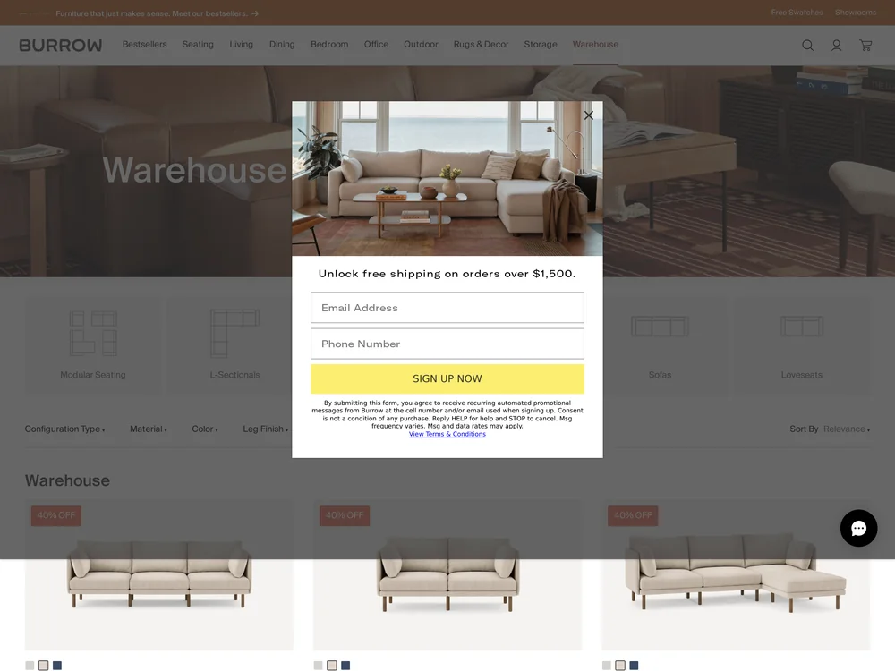 Burrow landing page