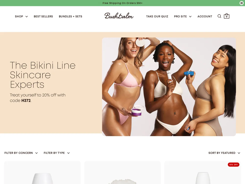 Bushbalm landing page