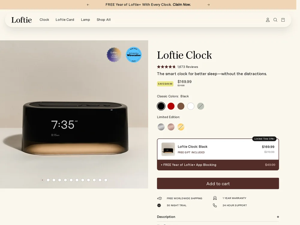 Loftie landing page