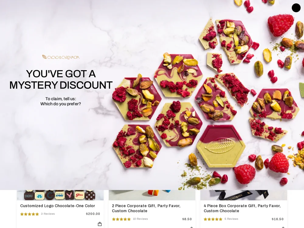 Cacao & Cardamom landing page