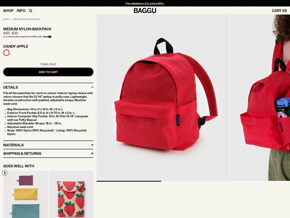 Baggu landing page