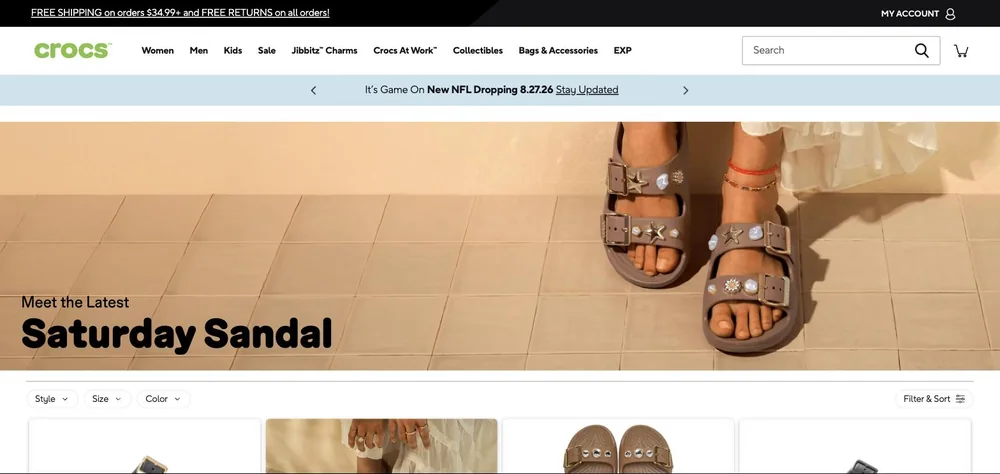 Crocs landing page