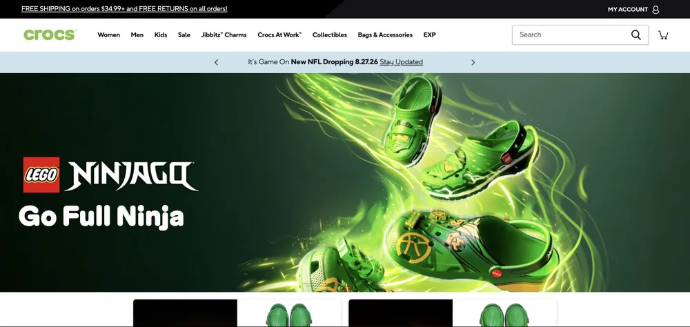 Crocs landing page