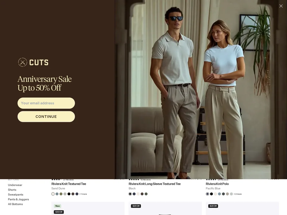 Cuts landing page