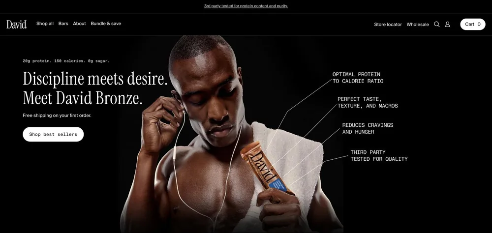 David Protein landing page