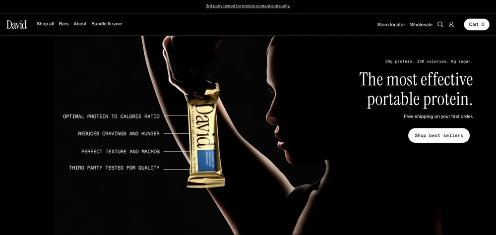 David Protein landing page