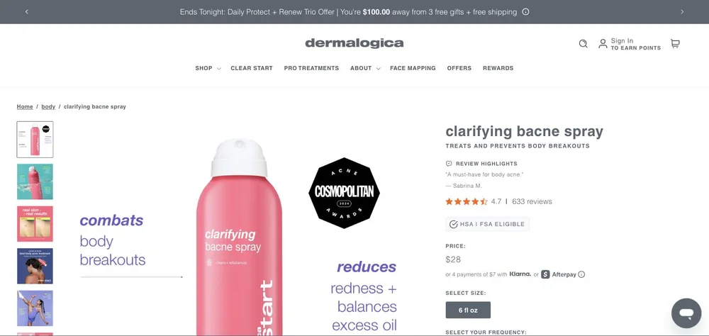 Dermalogica landing page