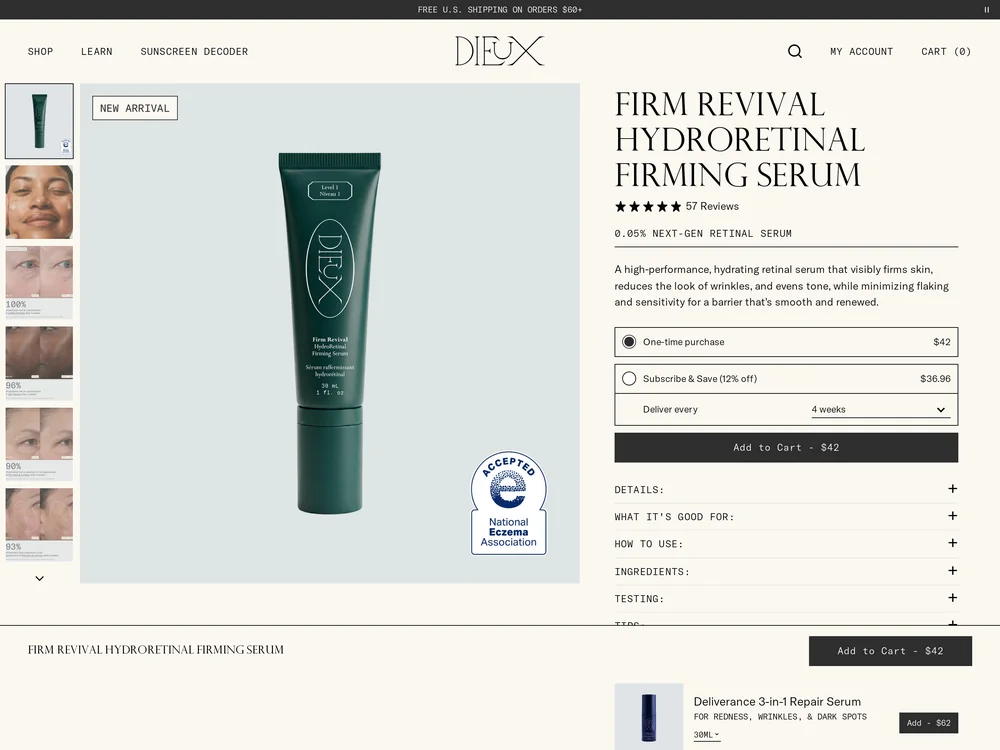 Dieux landing page