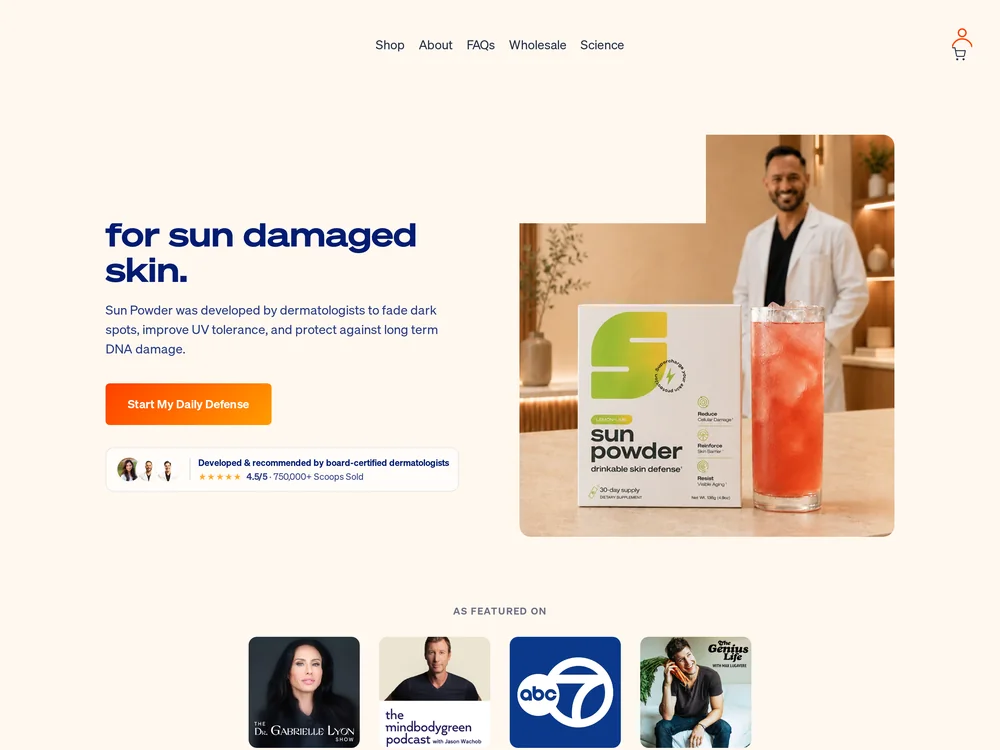 Sun Powder landing page