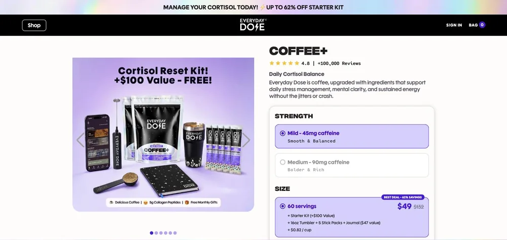 Everyday Dose landing page