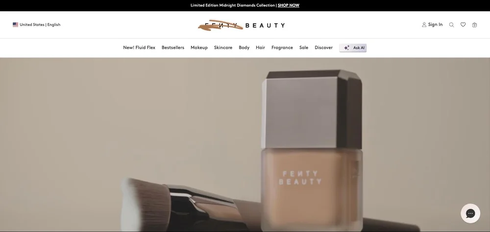 Fenty Beauty landing page