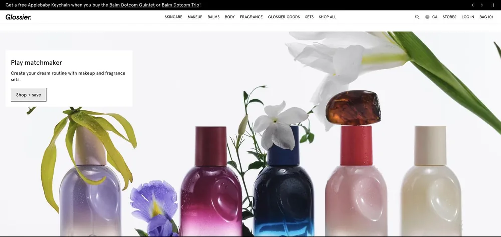 Glossier landing page