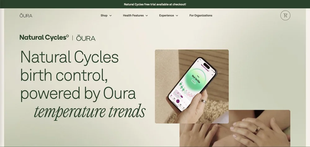 Oura landing page